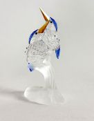 Swarovski Crystal Glass, Malachite Kingfishers, boxed.