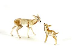 Swarovski Crystal Glass, Doe & Fawn - Golden Shadow, boxed.