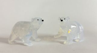 Swarovski Crystal Glass, Companion Polar Bear Cubs - White Opal, annual edition 2011, boxed.