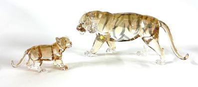 Swarovski Crystal Glass, Endangered Wildlife - Tiger, boxed, together with Companion Tiger Cub,
