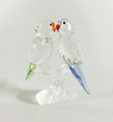 Swarovski Crystal Glass, Budgies, boxed.