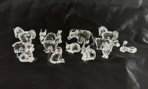 Swarovski Crystal Glass, a large collection of Zodiac animals including Dragon, Goat, Ram, Pig,