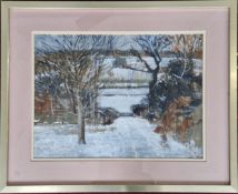 Philip S. Bulson C.B.E RSA (1925-2021), acrylic on textured paper, 'Winter Near Surrey', signed