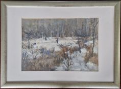 Philip S. Bulson C.B.E RSA (1925-2021), watercolour of shooting in winter woods, signed and dated