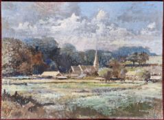 Philip S. Bulson C.B.E RSA (1925-2021), acrylic on board of a country church, signed lower right,