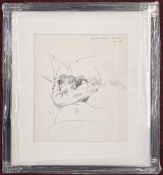 Robert Lenkiewicz (1941-2002), ink on paper, a black ballpoint pen sketch of a girl sleeping,