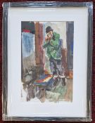 Robert Lenkiewicz (1941-2002), watercolour and pen 'Harmonica Jim serenades Eliza in the studio (