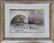 Philip S. Bulson C.B.E RSA (1925-2021), watercolour, 'Fishing fast-flowing water near an old road