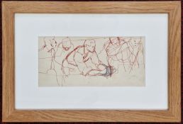 Robert Lenkiewicz (1941-2002), ink and pencil on paper sketch of a male group, stamped 'From the