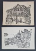 Fred Yates (British, 1922-2008), two printed cristmas cards written and signed by Fred Yates,
