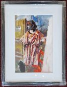 Robert Lenkiewicz (1941-2002), mixed media 'Eliza standing with red chair (Sept 1978)', with