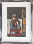 Robert Lenkiewicz (1941-2002), watercolour and pen 'Eliza astride the red chair (December 26th