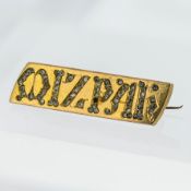 A gold Victorian 'Mizpah' brooch, set with diamonds (one stone missing), approx 5.8g.