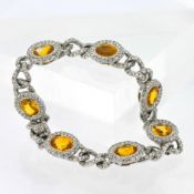 Chantecler Capri, a good diamond and Citrine seven stone bracelet, set in 18ct white gold, approx