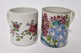 Two Bow factory cans, of polychrome floral design. (2)