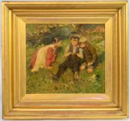 Harold Harvey (British, Newlyn School, 1874-1941), oil on canvas ‘Spoils of the Hedgerow’, signed