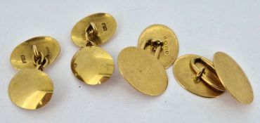 Two pairs of 18ct gold cufflinks, approx 18g.