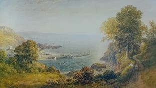 A collection of prints of Samuel Cook of Plymouth (1806-1859), a print of Looe harbour, subject size
