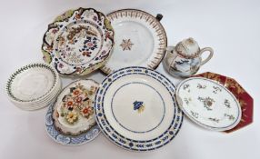 A collection of decorative 19th century pottery, to include Anglesey Imperial Stone plates, Old