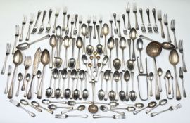 A large suite of Victorian beaded flatware, hallmarked London 1866, to include 18 dinner forks, 17