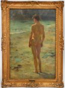 Henry Scott Tuke (British, Newlyn School, 1858-1929), oil on canvas backed board, ‘Facing South’,