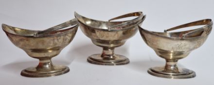 Three Georgian silver sweetmeat dishes, hallmarked London 1799, total weight approx 17.31oz.