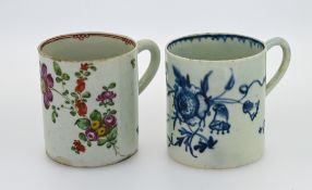 Two Liverpool cans, decorated with floral motifs. (2)