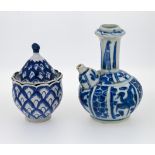 A miniature blue and white ‘Kraak porselein’ style Kendi, the globular body supporting a domed spout