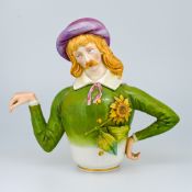 A rare Royal Worcester aesthetic teapot and cover of double sided form, modelled as a satirical take