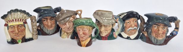 A collection of medium Royal Doulton character jugs, to include 'The Poacher', 'Rip van Winkle', '