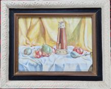 Carl Heinz Wachtel (1925-1996), watercolour still life of apples and pears, signed lower left and