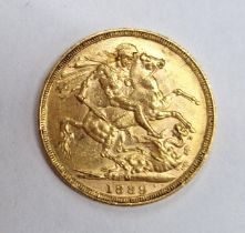 A Victoria full sovereign, old head, 1889.