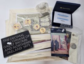 A collection of commemorative coins and first day covers, to include 2007 Wembley FA Cup Final one