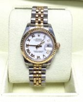 Rolex, a ladies Oyster Perpetual Datejust wristwatch, stainless steel and gold bracelet,