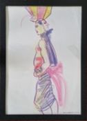 Jo Brocklehurst (1935-2006), pastel on paper, 'Two Faced', signed and dated lower right '
