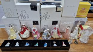 A collection of Royal Doulton figurines, to include Royal Doulton Miniature ladies, 'Caught