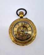 An 18ct yellow gold fob watch, total weight approx 20.6g.