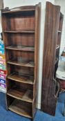 A pair of 20th century free standing 'waterfall' bookshelves, approx height 163cm, width 47.5cm, max