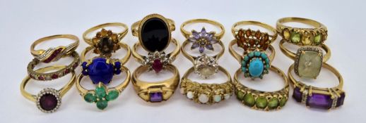 Eighteen 9ct gold dress rings, total weight approx 54.4g.
