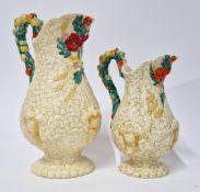 A Clarice Cliff pair of 'Celtic Harvest' pattern jugs, height approx 29cm; 22cm. (2)