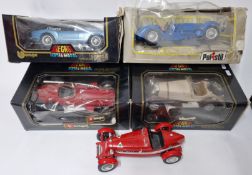 Burago, a collection of die-cast model race cars, to include Mercedes Benz SSK (1928), Alfa Romeo 8C