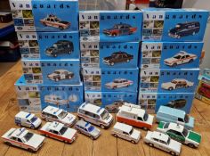 A large collection of die-cast model emergency and police vehicles, to include Vanguard, Matchbox,