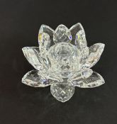 Swarovski Crystal Glass, Candle holder - Water Lily, boxed.