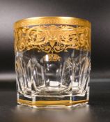 Six De Lamerie Fine Bone China heavily gilded Robert Adam Pattern Whisky Tumbler Glasses , in