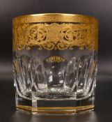 Four De Lamerie Fine Bone China heavily gilded Robert Adam Pattern Whisky Tumbler Glasses , in