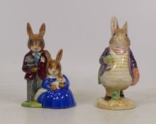 Royal Doulton Bunnykins Family Photograph DB1 and Border Fine Arts Beatrix Potter Old Mr Benjamin