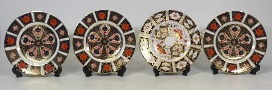 Royal Crown Derby, Three Old Imari 1128 Cake Plates together one in Imari 2451 (4)