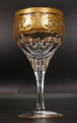 Five De Lamerie Fine Bone China heavily gilded Robert Adam Pattern Red Wine Glasses , in