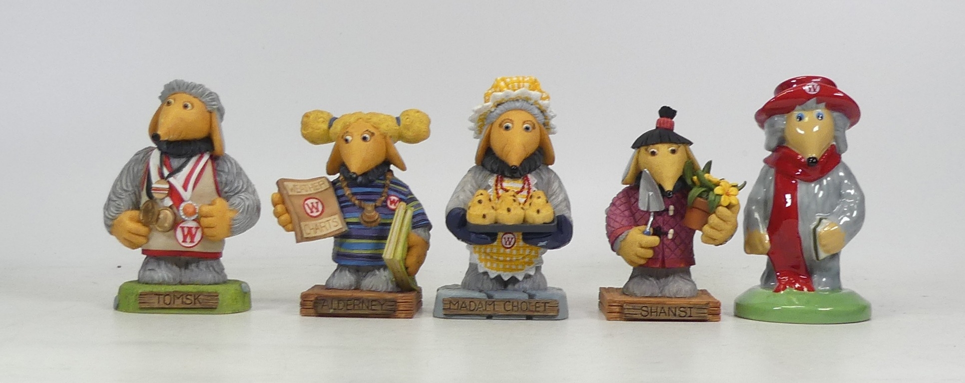 Five Wombles figures including Four Robert Harrop examples and one Wade (5)