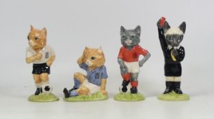 Four Beswick Footballing Felines Figures including Mee-ouch, Red card, Kitcat and Dribble (4)